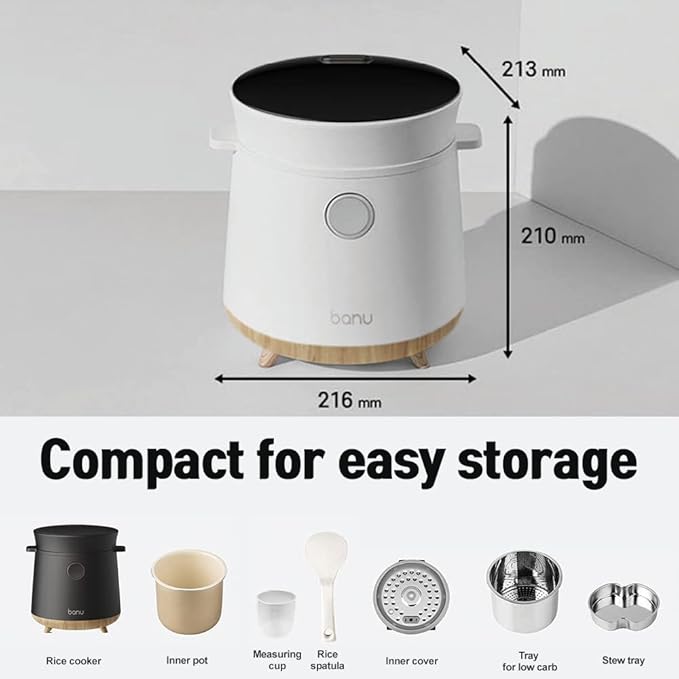 BANU LOW CARB RICE COOKER - BLACK-KOREA