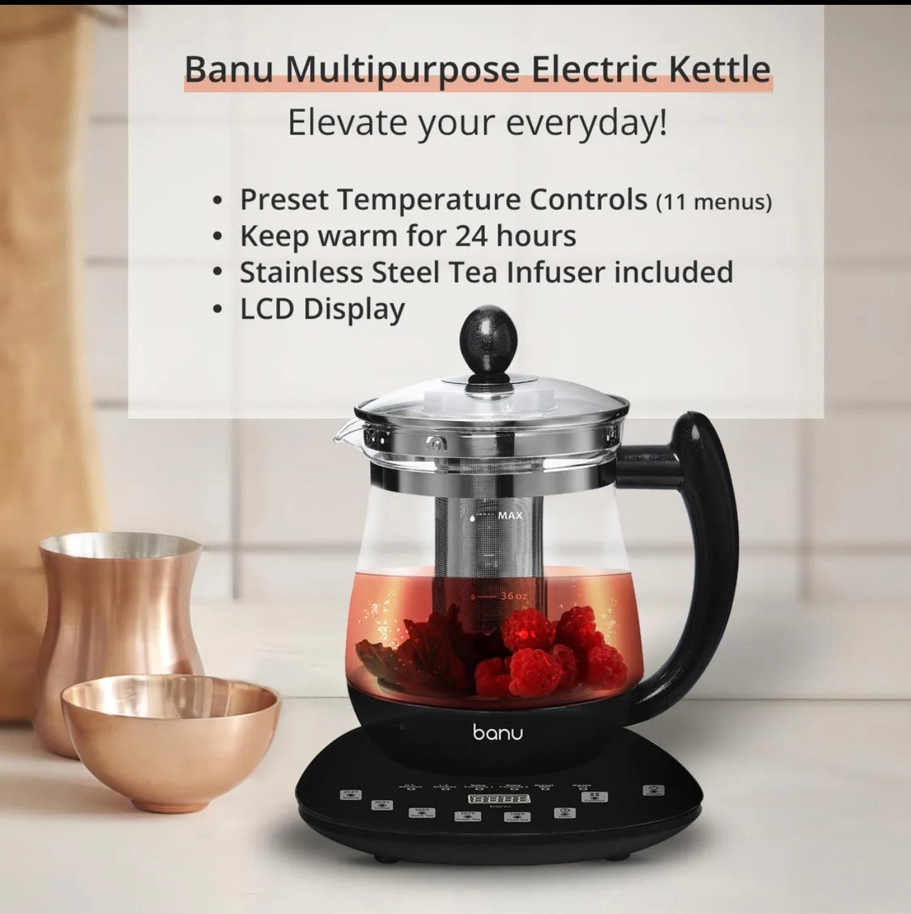 BANU LOW ELECTRIC KETTLE SMARTTEA POT - KOREA