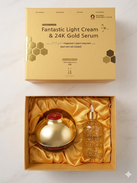 Aewajin Fantastic Light Cream & 24k Gold Serum ( MADE IN KOREA) 