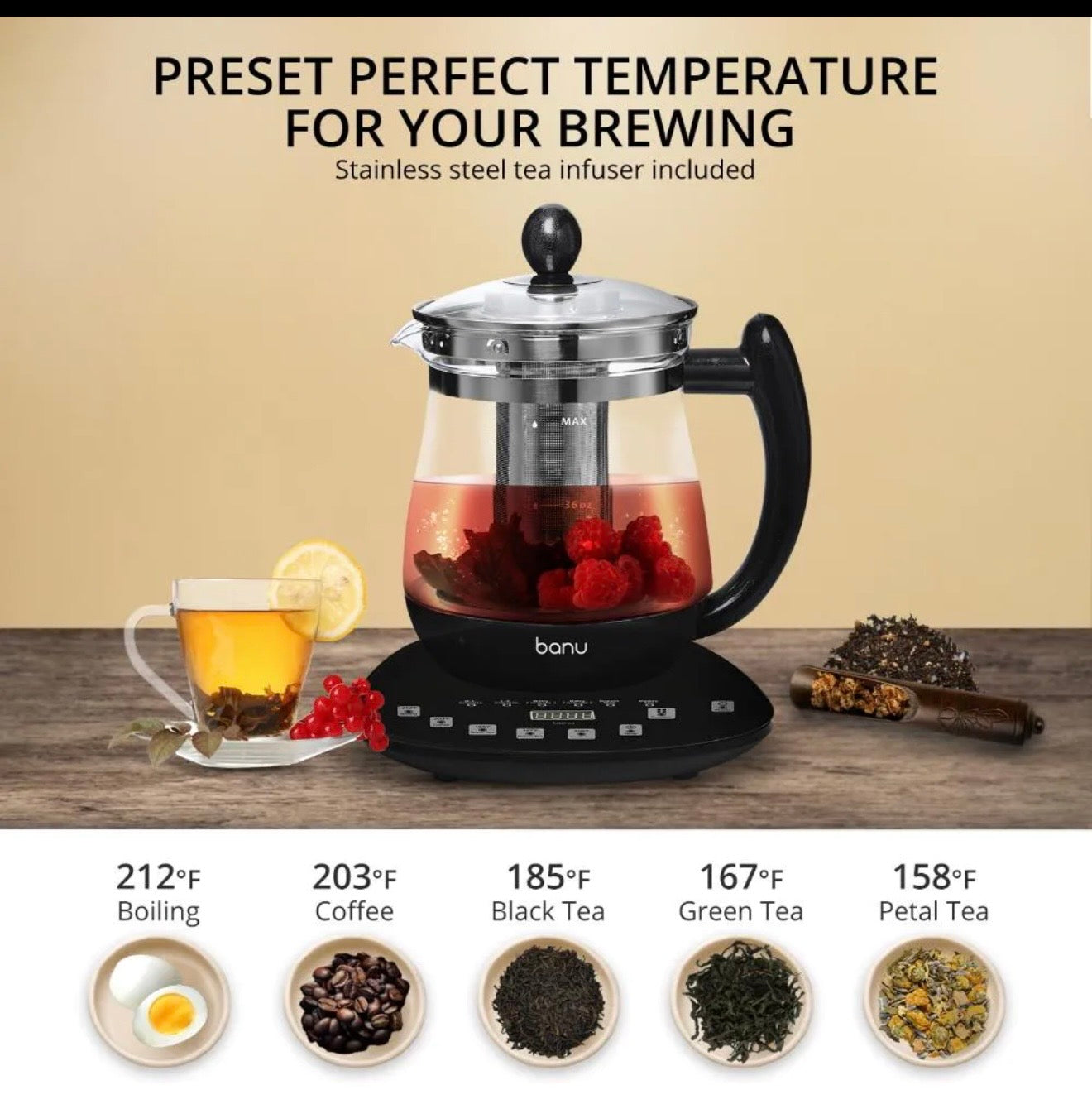 BANU LOW ELECTRIC KETTLE SMARTTEA POT - KOREA