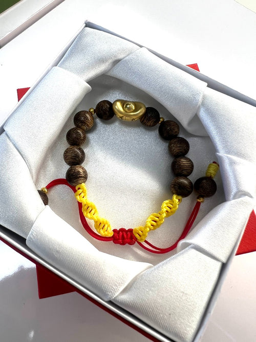 AGARWOOD LUCKY BRACELET MIXED GOLD BAR 